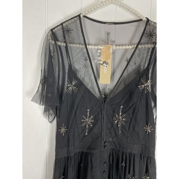 Chan Luu Women's Nora Dress with Star Beaded Embroidery in Black Size Medium NWT - Picture 5 of 8